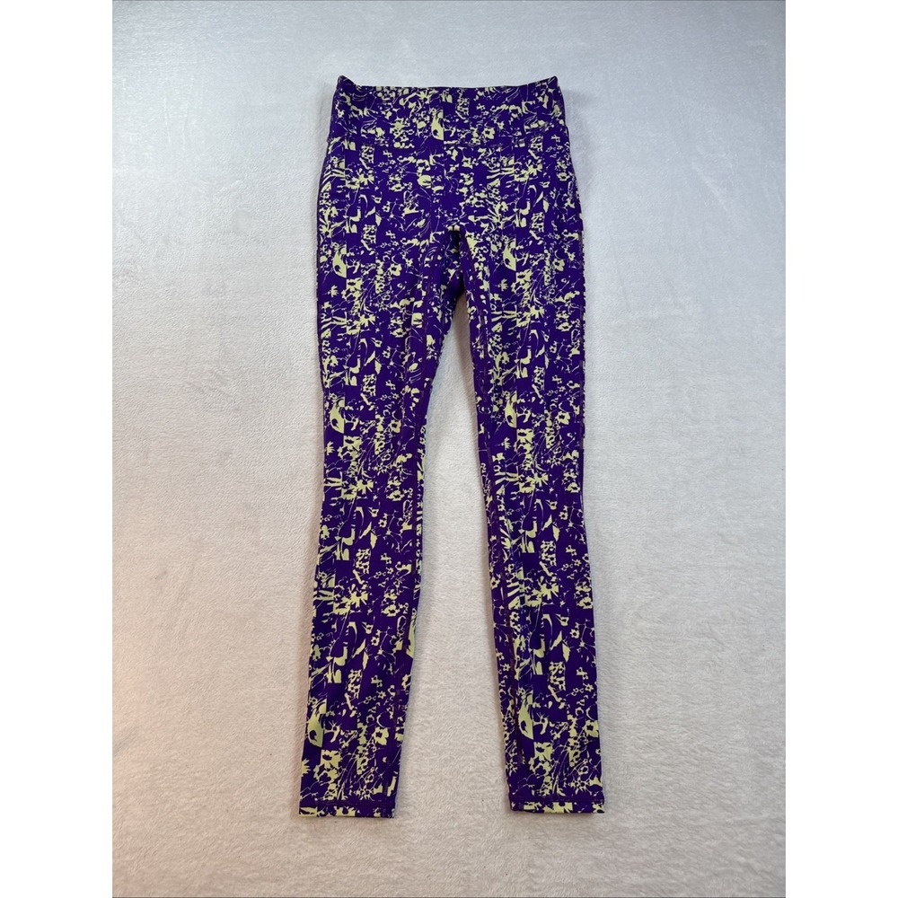 Fabletics Motion365 Anywhere High-Waisted Purple Floral Leggings M Ankle Stretch